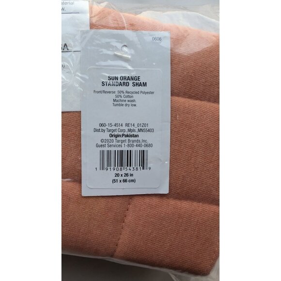 Room Essentials Jersey Quilt Sham Light Orange 20x26in - Picture 3 of 3